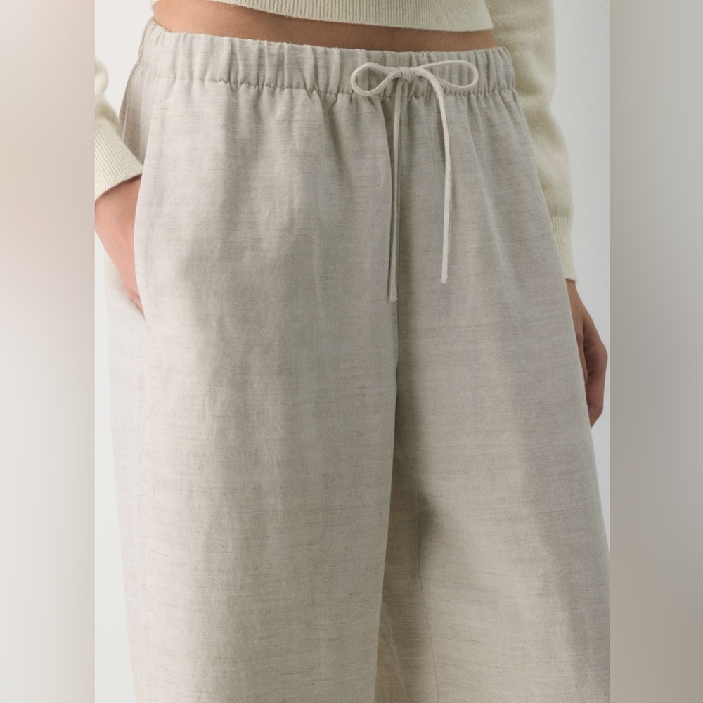 Aritzia Wilfred Ecru Linen Wide Leg Pants M
